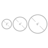four different sizes of circles are shown on a white background